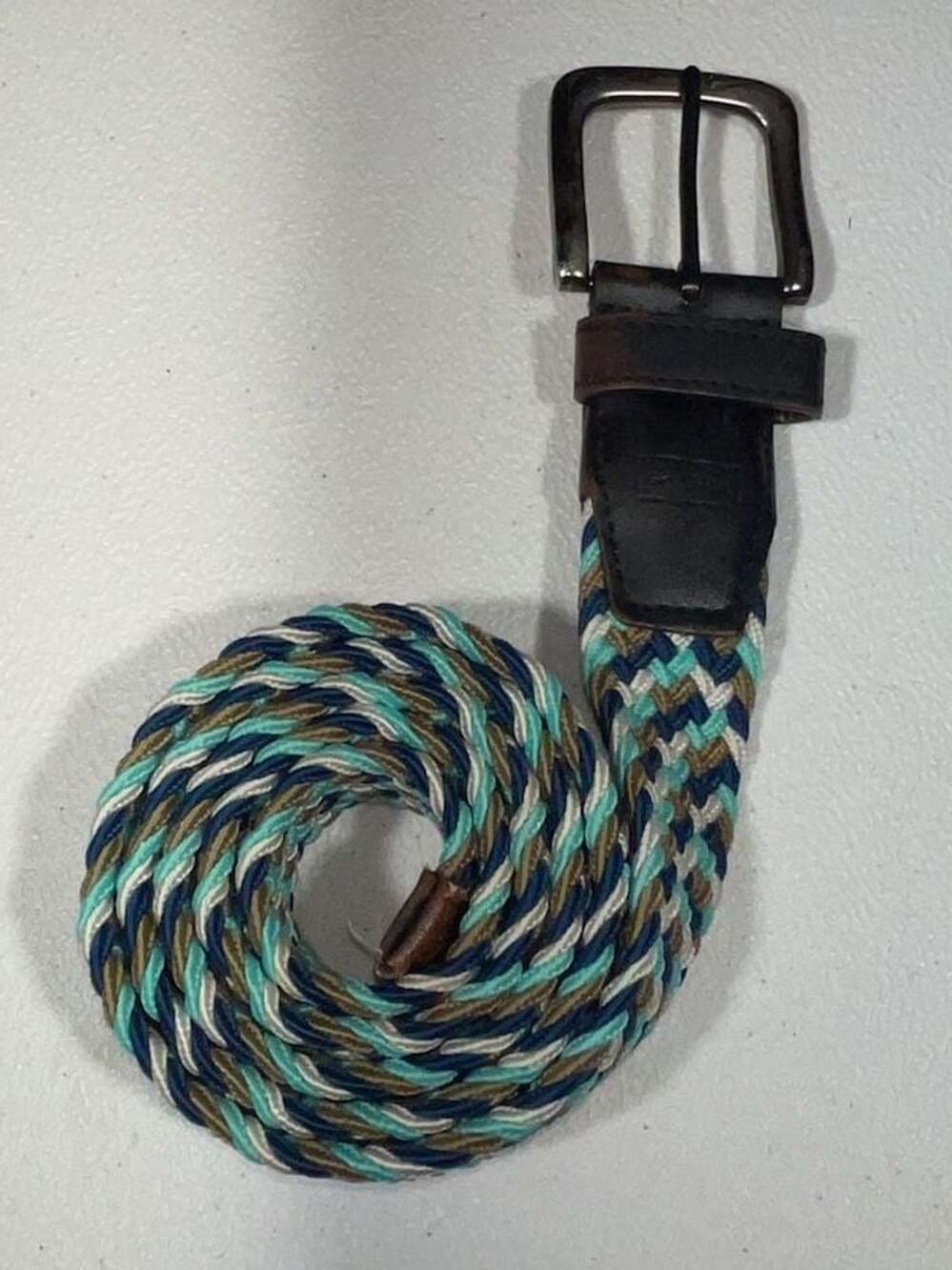 42 Nike G-Flex Braided Golf Belt Blue White Brown Teal